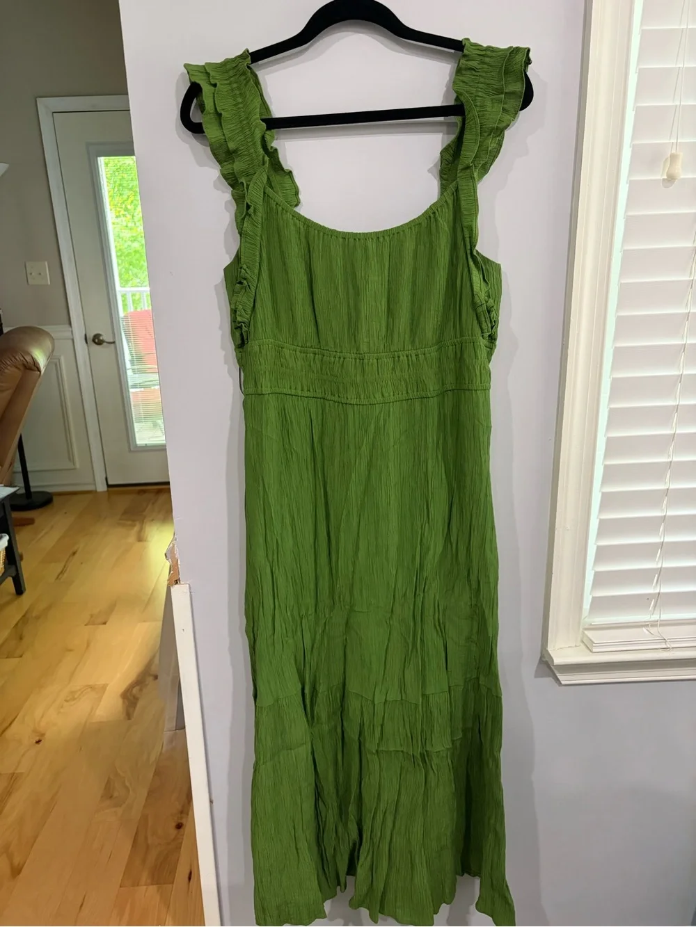 Abercrombie & Fitch Olive Green Ruffle Strap Maxi Dress